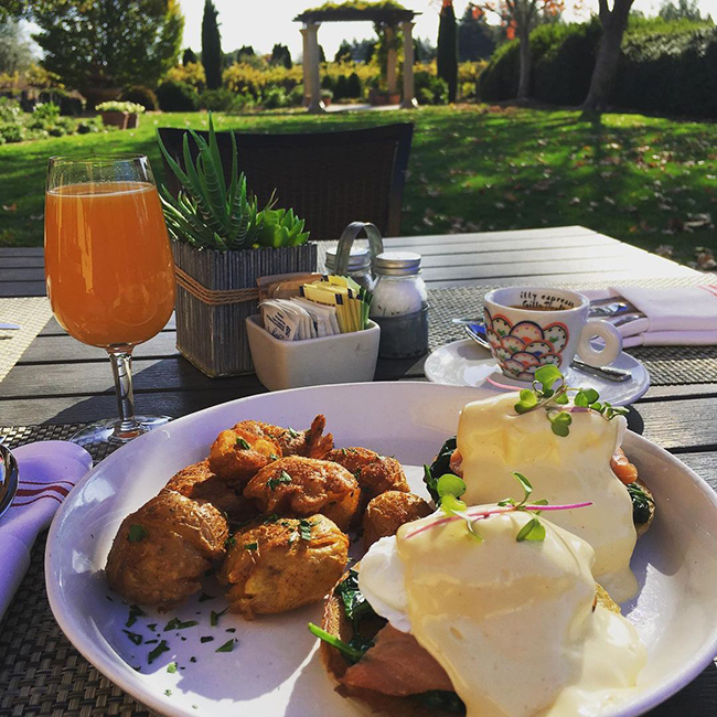 eggs benedict and country potatoes