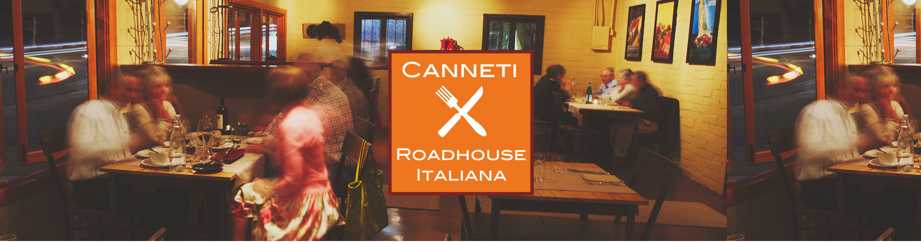 Canneti logo with image of dining space behind.