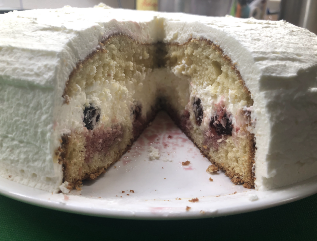 Portico Italian Wedding Cake classic vanilla cake with whipped cream and amarena cherries